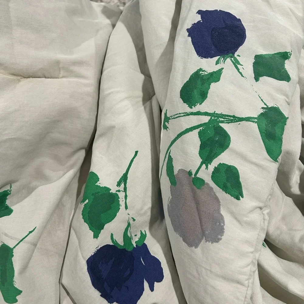 Twin Kate Spade Comforter with Blue, Green, and Gray Floral Print